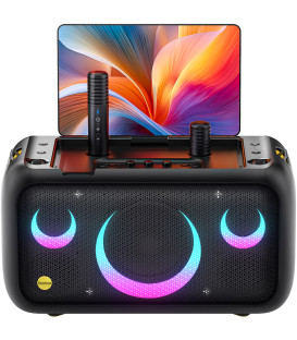 Ikarao Break X1 Portable 800W Karaoke Machine with 13.3” Lyrics Display,Android Tablet,2 self charging Wireless Mics