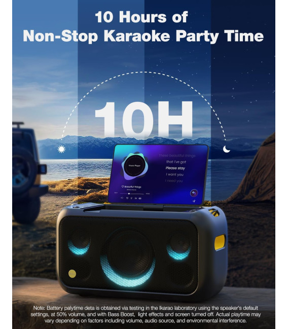 Ikarao Break X1 Portable 800W Karaoke Machine with 13.3" Lyrics Display