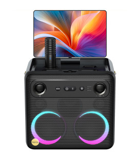 Ikarao Break X2 Portable 600W Karaoke Speakers with 10” TouchScreen Display,Android Tablet,2 self charging Wireless Mics