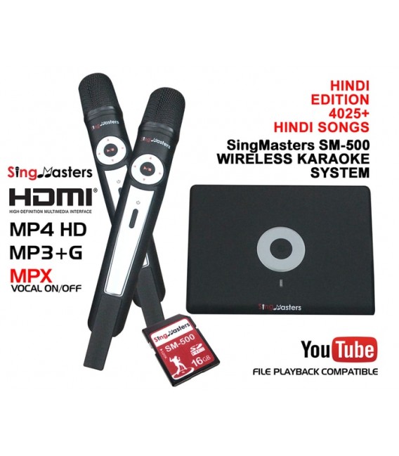 Hindi Edition-SM500 SingMasters Karaoke System Dual Wireless Microphones