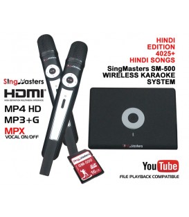 Hindi Edition-SM500 SingMasters Magic Sing Dual Wireless Microphones Karaoke Machine Player System,4025+ Hindi Karaoke songs