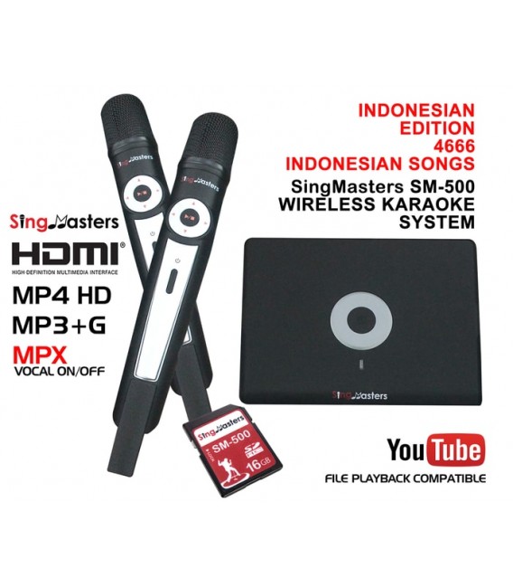 Indonesian Edition-SM500 SingMasters Karaoke System Dual Wireless Microphones