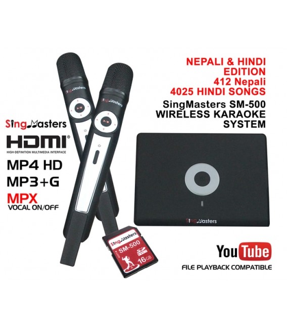 Nepali Edition-SM500 SingMasters Karaoke System Dual Wireless Microphones